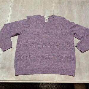 Alfred Dunner Purple Glitter Knit Sweater
